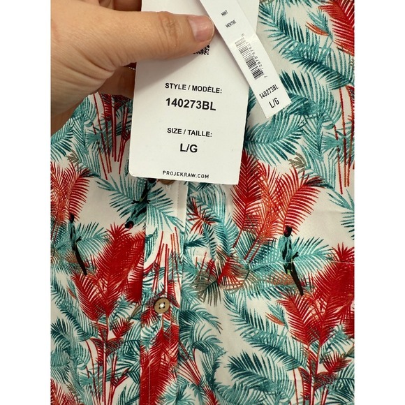 Projek Raw‎ Button Down Shirt Men's Hawaiian Tropical Print NWT Sz L - Picture 4 of 6